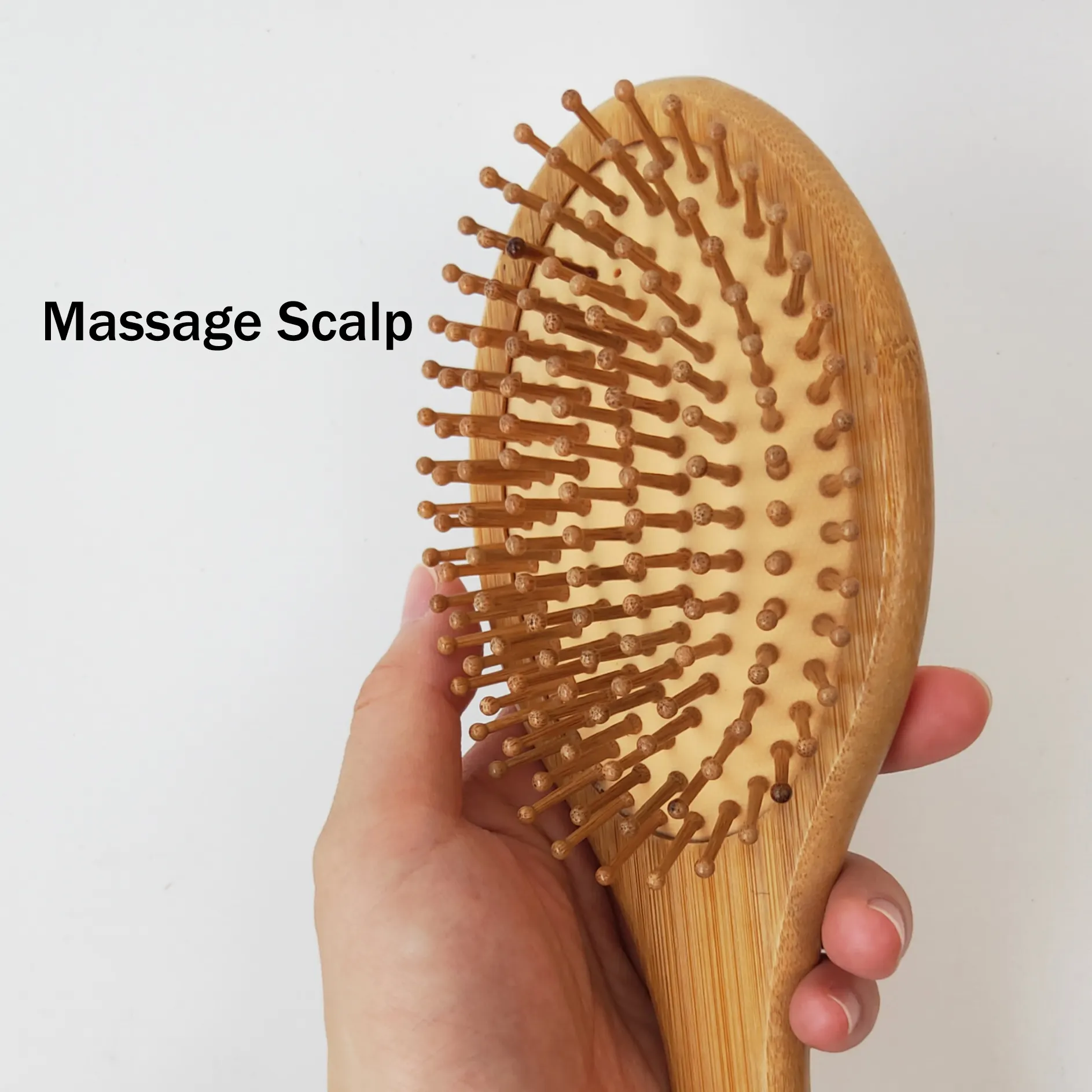 Çevre dostu doğal hava yastığı bambu hairbrush Detangling derisi masaj bambu kürek saç tarak yastık fırçası