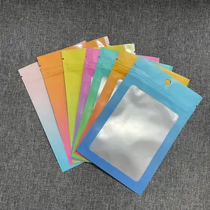 Holographic Laser Multicolour Ziplock Packing Reusable Large Zipper Bag Custom Size Transparent Bopp Plastic Bag For Storage