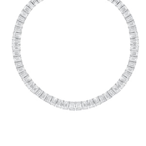 Custom 10K 14K 18K Solid Gold Full Eternity Lab Grown Diamond Tennis <b>Necklace</b> for Men Women - Product Image 2