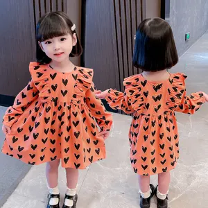 Children and girls cute fashion sweet love lace dress girls dresses