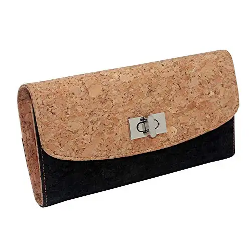 Boshiho bolsa de couro com alça de ombro, eco friendly, carteira de madeira para smartphone, bolsa de mão para mulheres