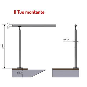 A4 SKU-Balaustrada vertical redonda y pasamanos, acabado satinado, Ø 42,4, sin travesaños, AISI 316, 1,00 m de altura - Product Image 1