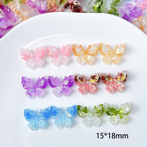 เคสโทรศัพท์แบบทำเอง พวงกุญแจเรืองแสงในที่มืด สองชั้น 3 มิติ เรซิ่นรูปผีเสื้อ ประดับเพชรตกแต่งเล็บ - Product Image 1