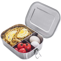 Boîte à déjeuner personnalisée en acier inoxydable, Bento à 3 compartiments pour enfants (47oz), stockage des aliments