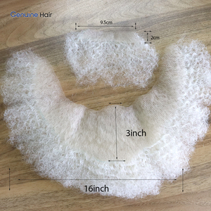 <span class=keywords><strong>Barbe</strong></span> artificielle en cheveux humains blancs RTS pour hommes, faite à la main, bouclée, avec base en PU, aspect naturel, pour cosplay - Product Image 2