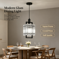 Suspension en verre nervuré avec structure en métal noir, mini lampe suspendue moderne pour îlot de cuisine, salle à manger, chambre à coucher