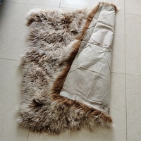 Tapis multicolore en peau de mouton mongole, doux et long, bouclé, moderne, en peluche, de forme carrée, pour chambre à coucher, salon