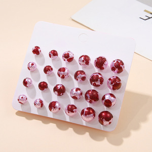 Christmas Horror Bloodstained Stud <b>Earrings</b> Imitation Pearl <b>Red</b> Paint Party Jewelry 12 Pairs - Product Image 2