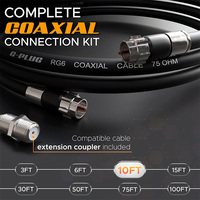 Antena satelit TV HD kabel koaksial RG6, kabel sambungan kabel Coax serat kecepatan tinggi dengan konektor F untuk penggunaan luar ruangan