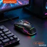 Souris de jeu professionnelle Dream Kacher Macro, filaire, USB, rétroéclairée par LED, capteur optique 4800 DPI, 7 boutons, ergonomique pour droitiers/gauchers