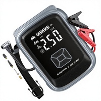 Démarreur de secours 3000A Peak et gonfleur de pneus portable pour moto 150 PSI avec arrêt automatique, écran LCD et lumière LED