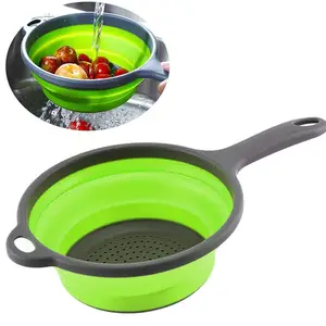 Kitchen Gadgets Folding Strainers escurridores y coladores Long Handle PP Collapsible Colander Spoon