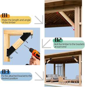 Cadre de support de pavillon en plein air avec angle renforcé de 45 degrés <span class=keywords><strong>et</strong></span> trous pour les connexions en <span class=keywords><strong>bois</strong></span> <span class=keywords><strong>et</strong></span> en <span class=keywords><strong>rotin</strong></span> - Product Image 5