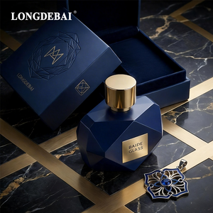 Luxury Irregular Perfume Glass <b>Bottle</b> <b>Empty</b> Crimp Blue 30ml 50ml 100ml Perfume <b>Bottle</b> With Gold Zamac Cap - Product Image 5