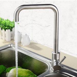 Robinet de <span class=keywords><strong>cuisine</strong></span> monocommande en acier inoxydable 304 brossé, avec cartouche céramique, pour eau chaude/froide, à poser sur plan, design moderne - Product Image 3