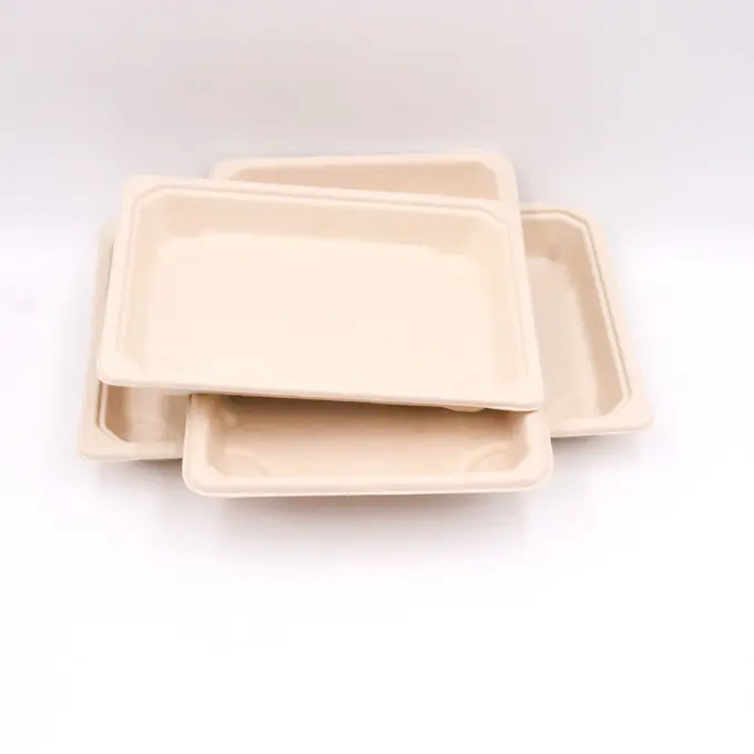 Bagasse Fibre Composteerbare Lunchbox Plaat Lade Wegwerp Biologisch Afbreekbaar Servies Voor Voedselverpakkingen