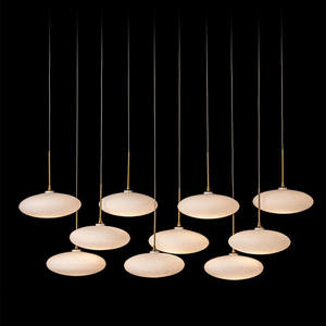 Lámpara de Techo Lineal de Cristal con Forma de Nube Nórdica para Comedor, Moderna, Rectangular, Altura Ajustable, Simple, de Cristal - Product Image 4