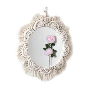 <span class=keywords><strong>Espejo</strong></span> nórdico Ins de encaje redondo, decoración Bohemia artística, <span class=keywords><strong>espejo</strong></span> de <span class=keywords><strong>cuerda</strong></span> de algodón tejido a mano, <span class=keywords><strong>espejo</strong></span> colgante de pared de salón - Product Image 5