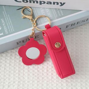 <b>Custom</b> Portable PU Leather <b>Lipstick</b> Storage Case with Keychain Single <b>Lipstick</b> Makeup Organizer Bag - Product Image 4