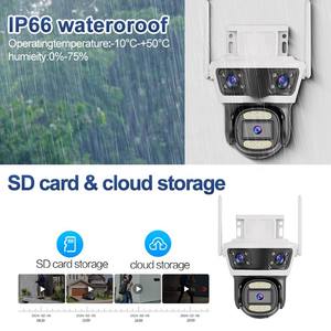 Наружный прожектор камера видеонаблюдения IPC 360 с системой безопасности Обнаружение движения ночного видения сетевая камера 3 объектива - Product Image 4