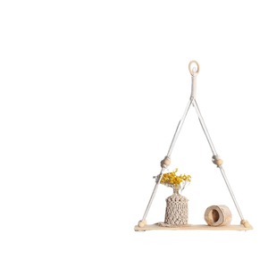 Solid Wood Wall Mounted <b>Shelf</b> Rectangle Hanging Storage <b>Rack</b> Natural Color For Living Room Plant Holder - Product Image 1