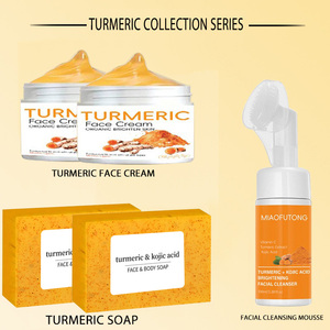 Ensemble de soins de la peau au curcuma biologique naturel, savon fait main, nettoyant visage, mousse nettoyante, nettoyage en profondeur, anti-acné, éclaircissant, hydratant - Product Image 2