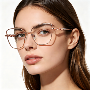 <span class=keywords><strong>Gafas</strong></span> Ópticas Modelo 3187 TR90 con Montura Completa de Metal y Bisagras de Resorte, Protección UV y Anti-Luz Azul, Diseño Ojo de Gato para Mujer - Product Image 3