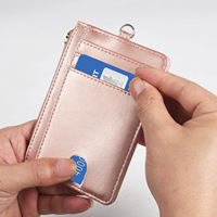 Dompet kartu kredit LOGO kustom dompet minimalis ramping tempat kartu kredit saku depan ritsleting penghalang Rfid kulit
