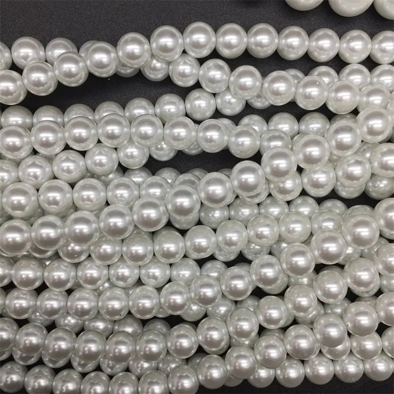 glass round Glass Pearl Beads Imitation Loose Pearl Beads for Jewelry Making