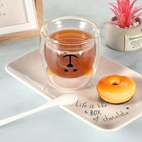 Tasses à café en verre à double paroi isolées, motif animal, les plus vendues – Mugs mignons pour thé au lait, tasses à expresso pour couple, tasse ours avec poignée