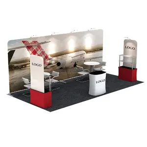 Portable 10*10ft Custom Trade Show Booths Tension Fabric Backdrop Aluminium Pipe Exhibition Booth Design
