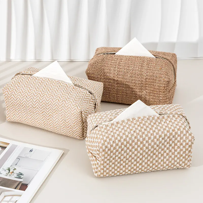 Modern simple imitation tissue box Custom Fabric Linen Napkin Tissue Paper Boxes For Table Decoration Personalised Tissue B