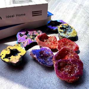 Cristallo Curativo all'Ingrosso Quarzo Aura Angelica Marocchino Geodi di <span class=keywords><strong>Agata</strong></span> Medaglia Lucidata Stile Floreale per Decorazione Casa - Product Image 1