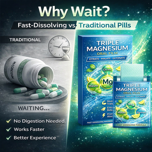 Triple Magnésium en Film Oral : Citrate, Malate, Glycinate – Dissolution Rapide pour la Santé Musculaire, Nerveuse et Osseuse, Relaxation et Soutien Nocturne - Product Image 4