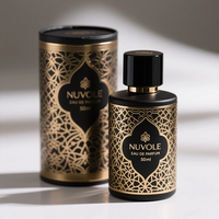 Vente en gros de flacons de parfum en verre noir de 100 ml, flacons de parfum ronds en verre de 30 ml et 50 ml avec emballage et logo personnalisés