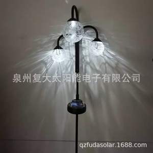 Solar Garden Lights 3-Bulb Glass <b>Ball</b> <b>LED</b> Solar Powered Outdoor Stake Light Water Resistant Portable - Product Image 2