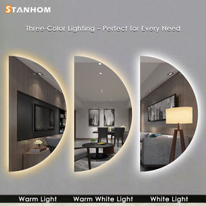 STANHOM <span class=keywords><strong>Miroir</strong></span> <span class=keywords><strong>demi</strong></span>-<span class=keywords><strong>cercle</strong></span> avec lumière LED Miroirs décoratifs pour salon de luxe - Product Image 2