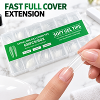 En gros, 600 faux ongles en gel ABS à couverture complète, formes carrée et amande, pré-conçus, 10 mm, à presser, avec colle, logo personnalisé, pour salon, en vrac
