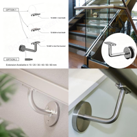 Kit de fixation murale pour main courante en acier inoxydable brossé fin, avec plaque murale et support de tige verticale, pour rampes d'escalier d'hôpital, rampes en verre de centre commercial et rampes de piscine
