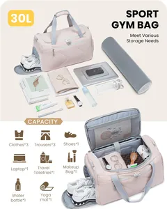 Bolsa de gimnasio personalizada para mujer con compartimento para zapatos, bolsa de viaje de fin de semana, bolsa de viaje