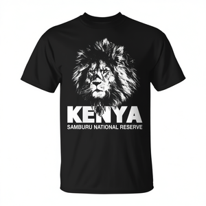 Camiseta Safari de la Reserva de Leones de Samburu, Kenia, Negra, Unisex para Adultos - Product Image 2