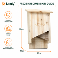 Nichoir à chauves-souris en bois massif naturel pour l'extérieur, sanctuaire pour chauves-souris, décoration de jardin écologique