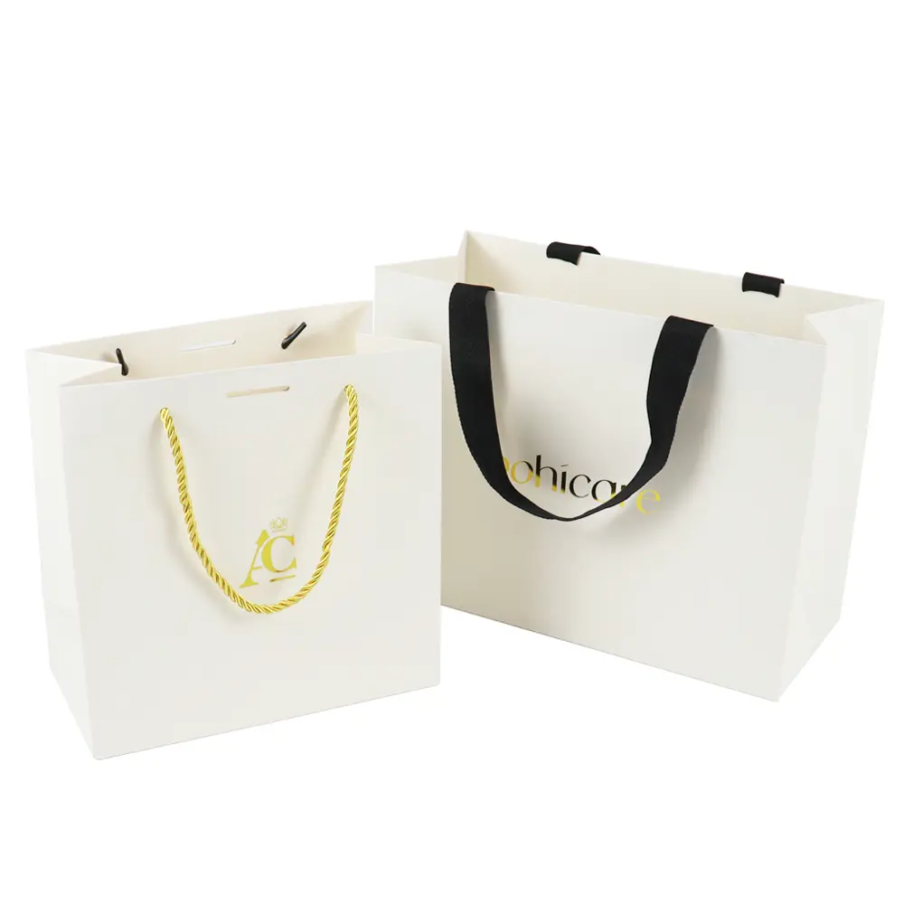 Crown win reusable shopping paper shopping gift bag for maibao packaging with ribbon handle sac en carton kraft waxed Paper Bags