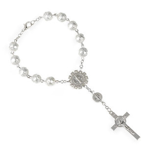 Religious Style Christian Communion & Baptism Gifts Beaded Finger Chain <b>Bracelets</b> with Rose & Cross Baby Prayer Charm <b>Bracelets</b> - Product Image 3