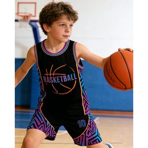 Ensemble de maillots de basket-ball pour enfants, sans manches, en mesh, unisexe, uniforme de sport pour jeunes, respirant, design sublimé - Product Image 2
