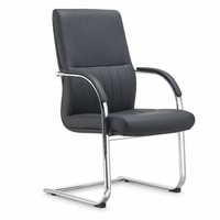 Chaise de bureau visiteur moderne et confortable à dossier haut en PU, avec poignée réglable, structure cantilever, accoudoir chromé, design exécutif