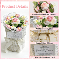 Großhandel Handgestrickte Garn-Blumenornamente für Hochzeit, Valentinstag, Muttertag, Heimdekoration, Festtagsgeschenk, Gehäkelter Blumenstrauß
