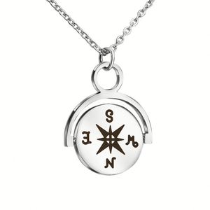 Collier personnalisé avec gravure de lettre, pendentif boussole rotative en acier inoxydable - Product Image 5