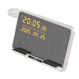 Support <span class=keywords><strong>de</strong></span> chargeur sans fil pliable 7 en 1, station <span class=keywords><strong>de</strong></span> charge à double bobine 15W pour téléphone, écouteurs, Apple, <span class=keywords><strong>Samsung</strong></span> Watch avec horloge - Product Image 2