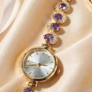 26 Nouvelles montres pour femmes serties de diamants, montres à quartz haut de gamme avec pierres précieuses, <span class=keywords><strong>bracelet</strong></span> de luxe léger et élégant pour femmes - Product Image 4